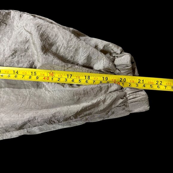 Vintage Windbreaker Jacket 1990s Womens Quilted Shoulders Large Petite Tan Gold - Picture 9 of 9